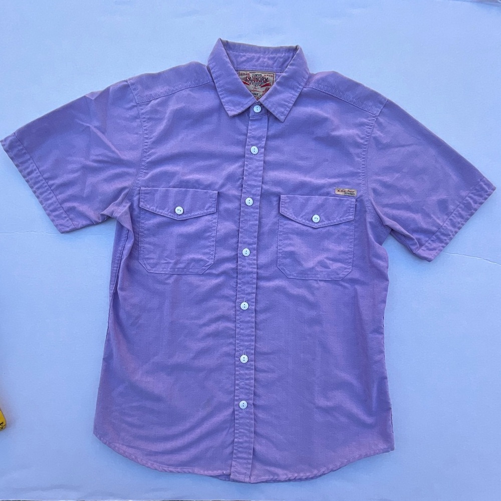 Tokyo Laundry Shirt Mens Small Purple Short Sleeve Button Up Casual Western